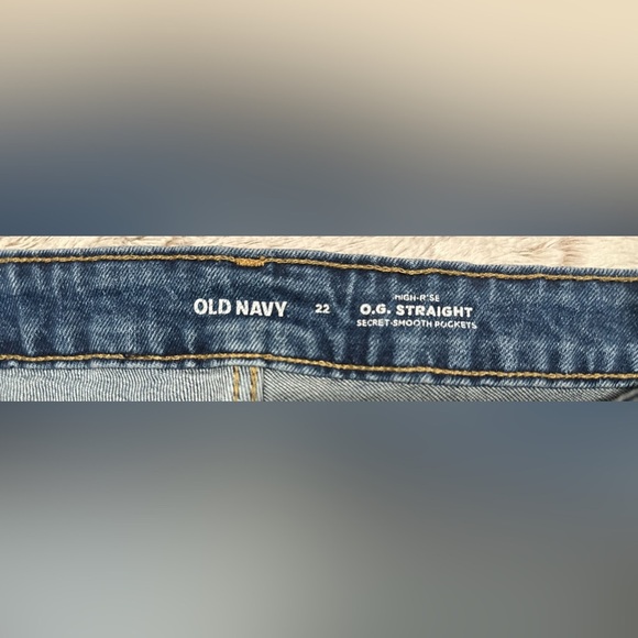 Old Navy Blue Hi-Rise O.G. Straight Cuffed Jean Shorts - Picture 7 of 9